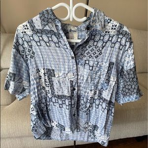 Floral blouse in shades of blue